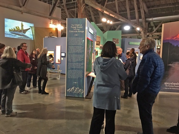 Museum visitors enjoy the "Puyallup People" exhibit.